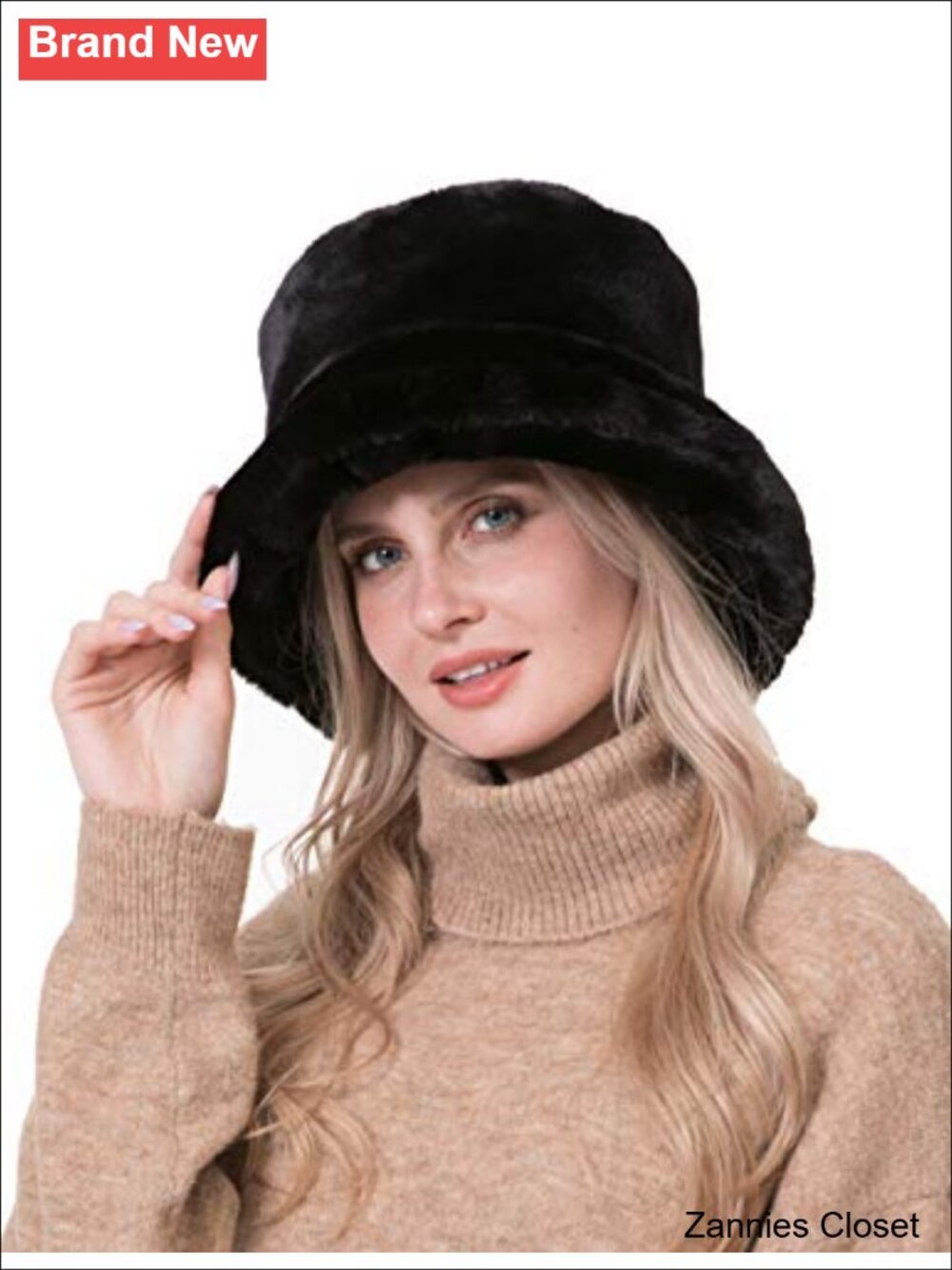 🤠 Faux Fur Bucket Hat Women Warm Winter Fisherman Cap Printed Solid